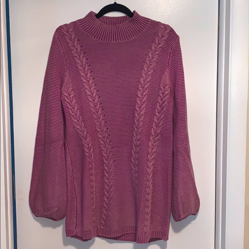 Dusty Rose mock-turtle knit sweater dress